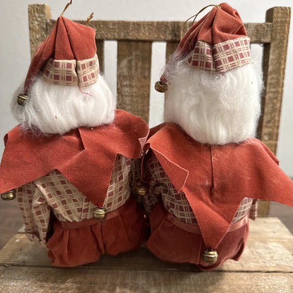 VTG 1954 Santa Pixie Elf Shelf Sitter Doll Christmas Tree Ornaments Decor Set/2 - Picture 6 of 8